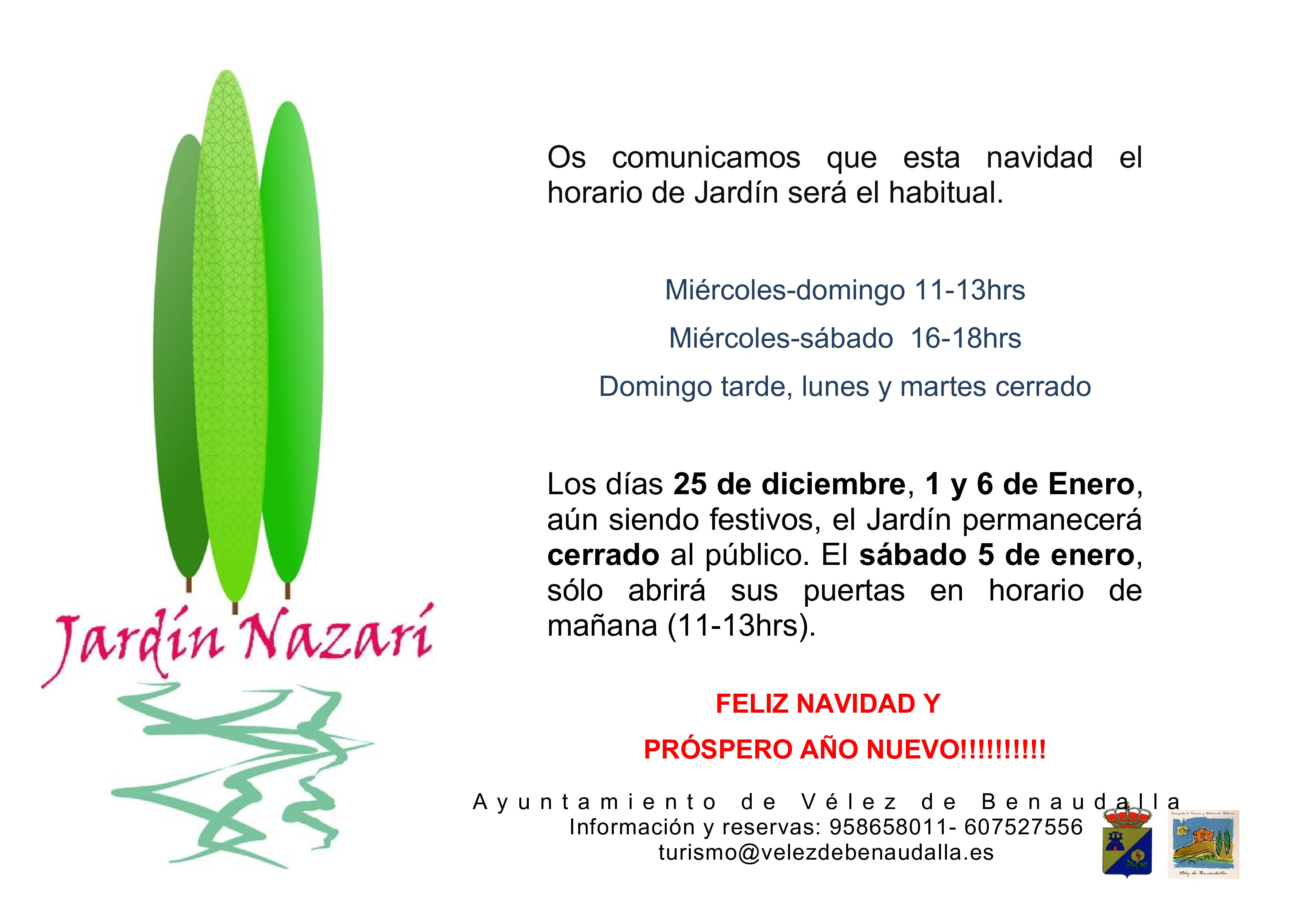 Cartel horarios jardin navidad 2018