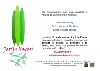 Cartel horarios jardin navidad 2019 (1)