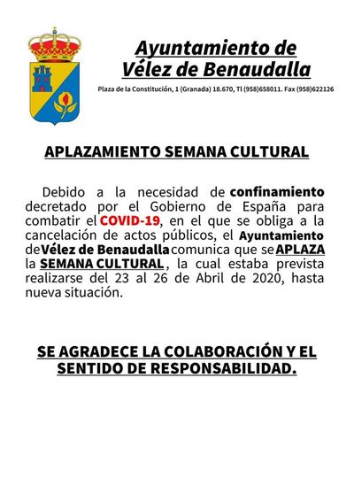 Semana cultural cncelada